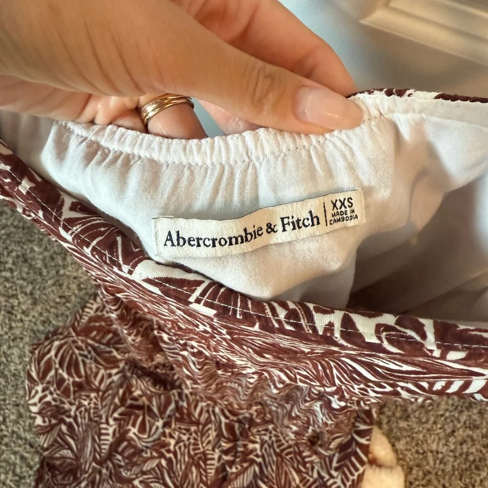 ABERCROMBIE | Brown & Cream Trapeze Midi Dress | SIZE XXS - Picture 8 of 8